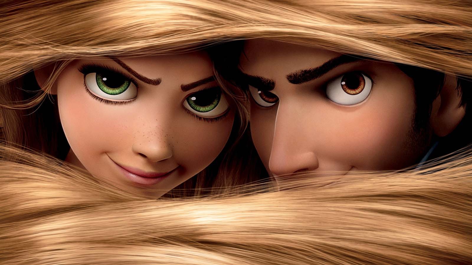 General 1600x900 Tangled green eyes movies animated movies Disney 2010 (Year) blonde long hair Disney princesses closeup digital art