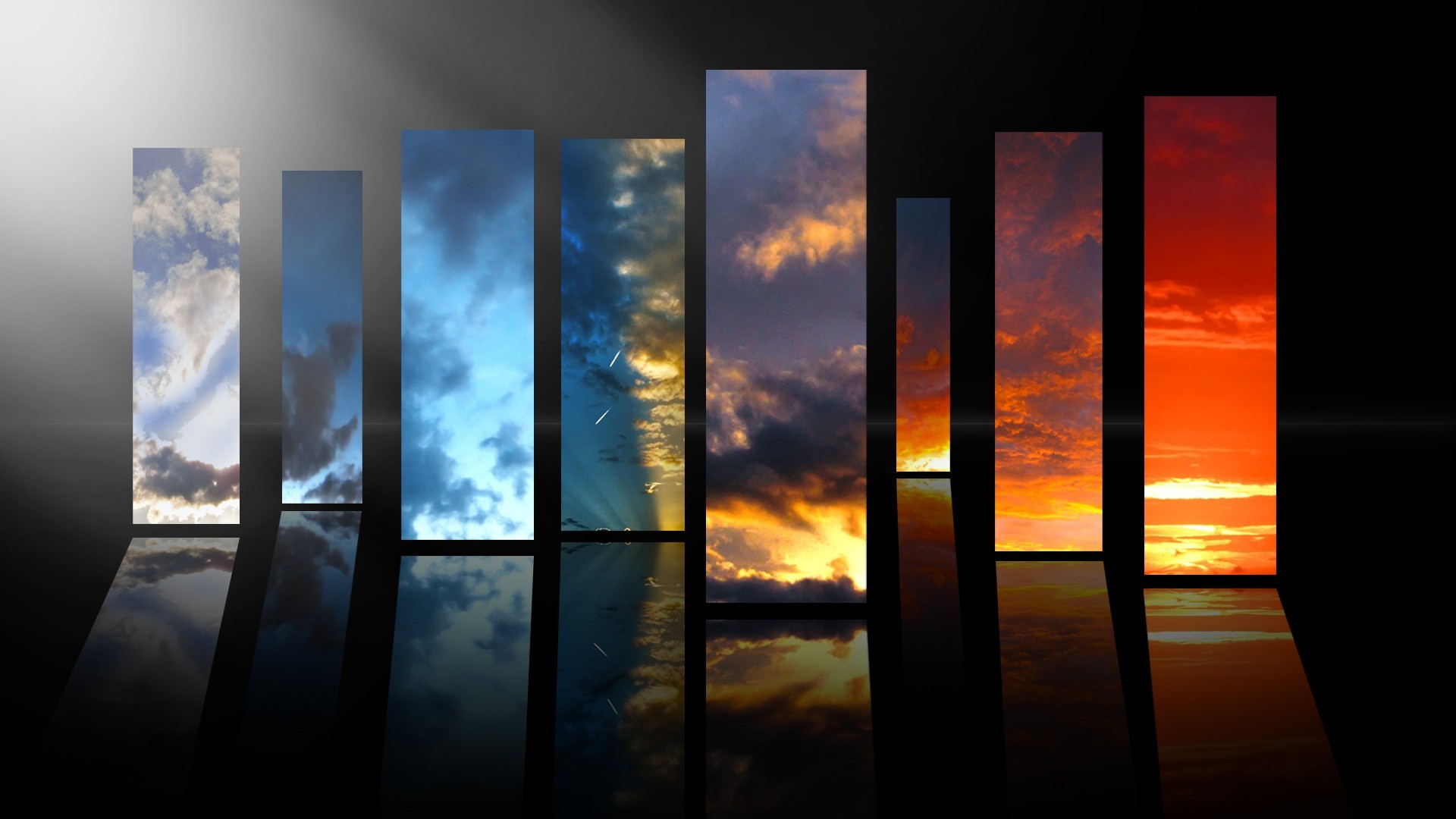General 1920x1080 abstract collage nature CGI digital art sunlight sky clouds panels