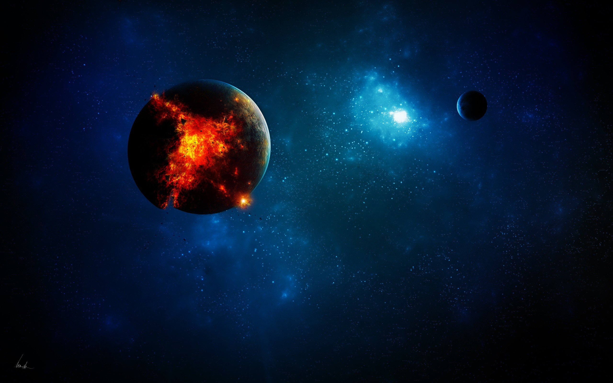 General 2560x1600 space planet explosion apocalyptic space art digital art