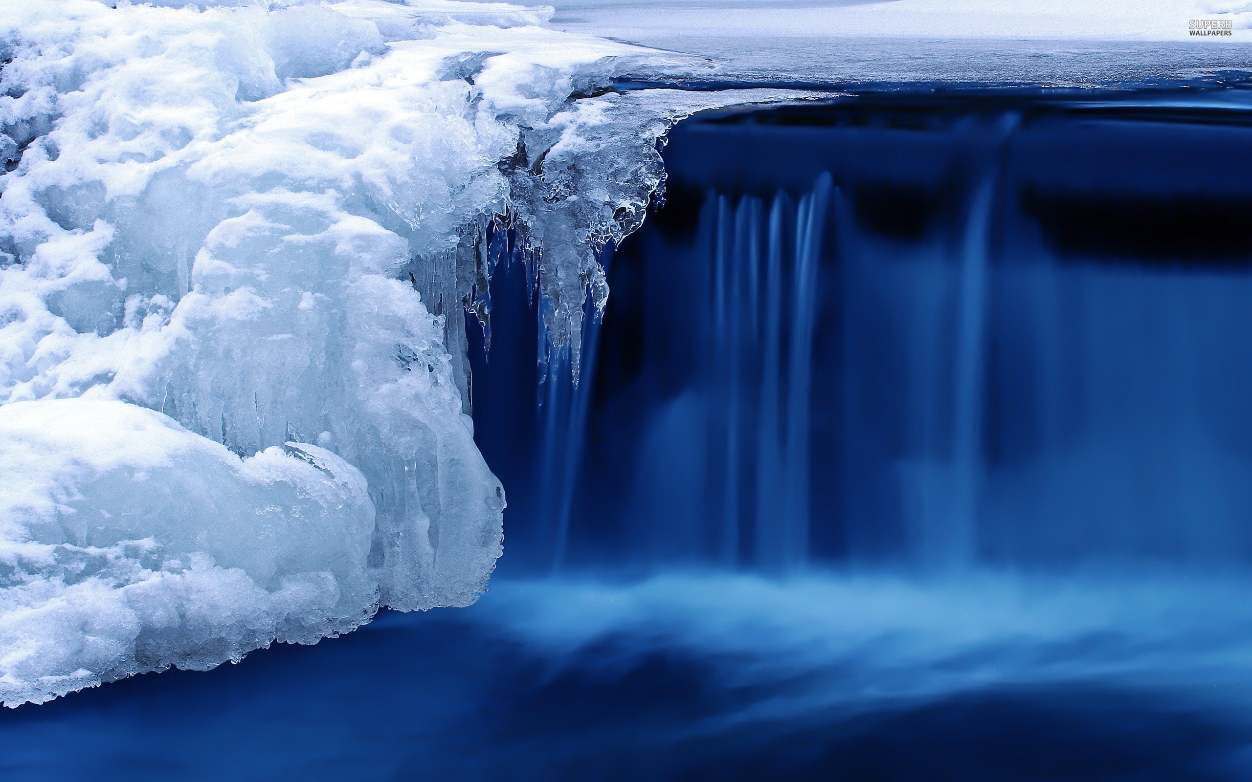 General 2560x1600 landscape winter ice waterfall nature long exposure blue