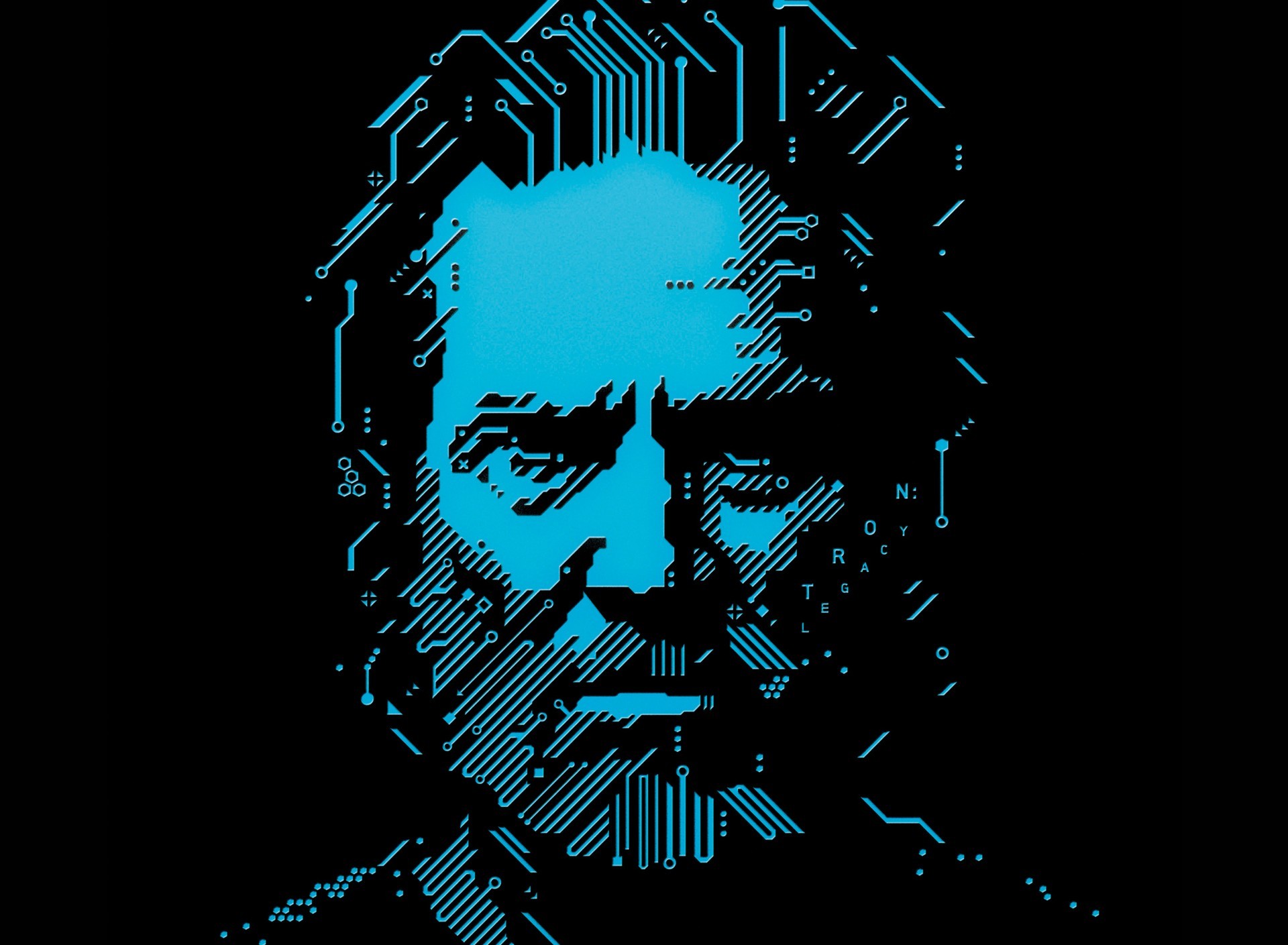 General 1920x1409 Tron: Legacy Jeff Bridges black background actor movies digital art simple background blue cyan