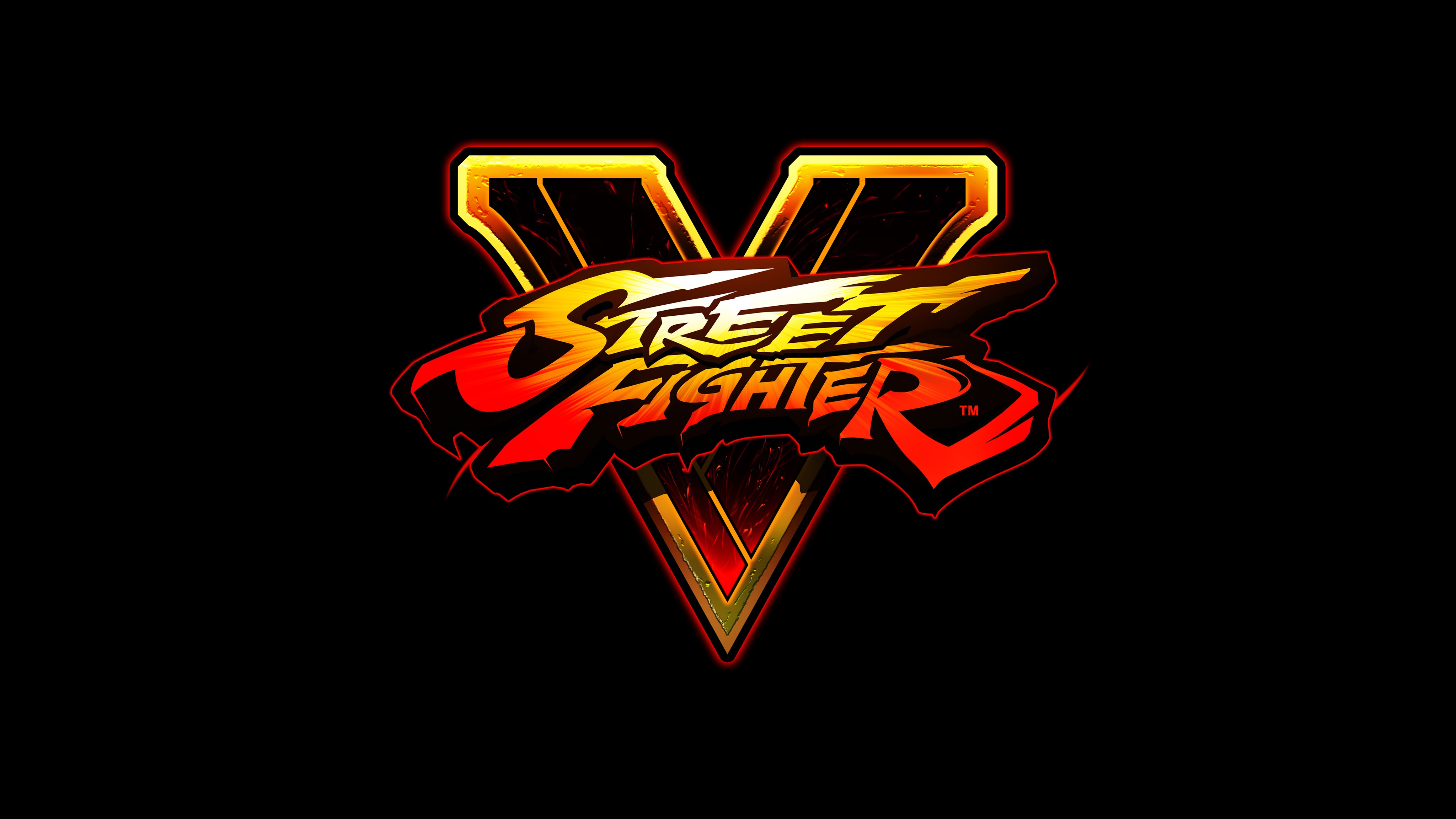 General 4096x2304 digital art video games black Street Fighter Street Fighter V logo simple background black background