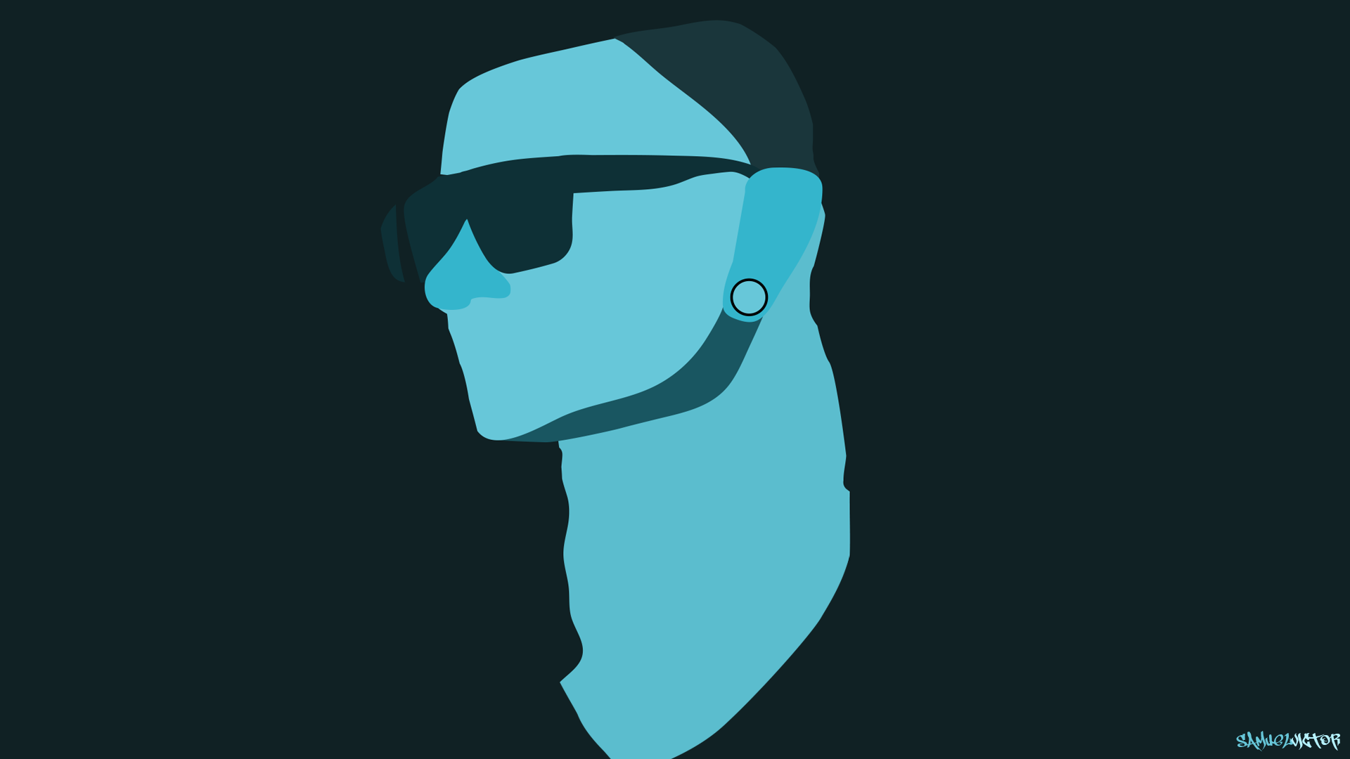 General 1920x1080 Skrillex face musician cyan sunglasses simple background