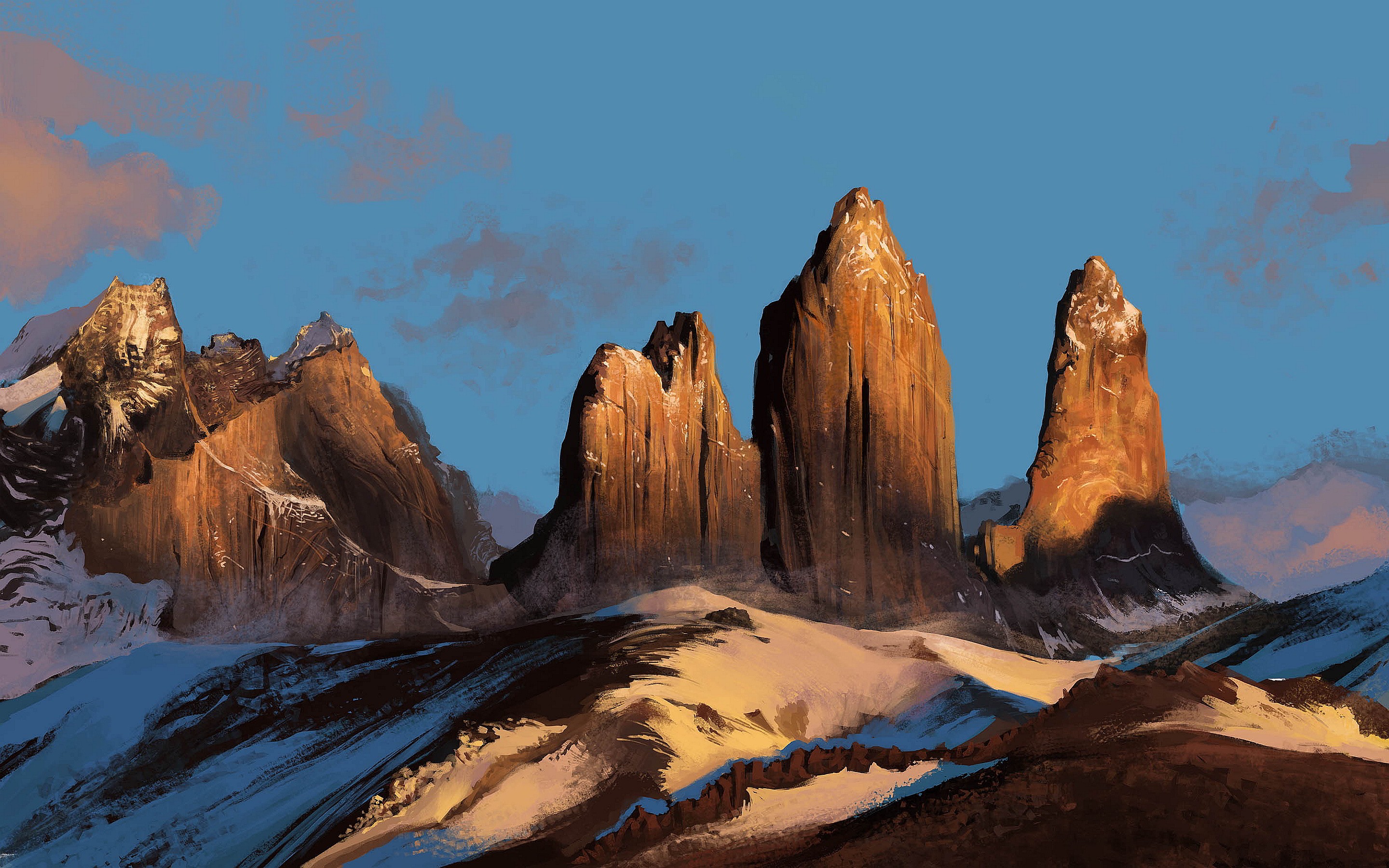 General 2880x1800 nature landscape mountains drawing