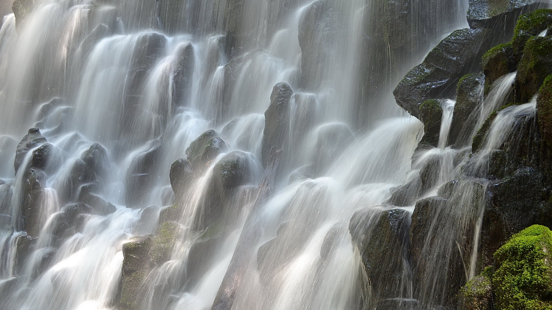 Nature Waterfall Water Outdoors Rocks Stones Wet Long Exposure X Wallpaper