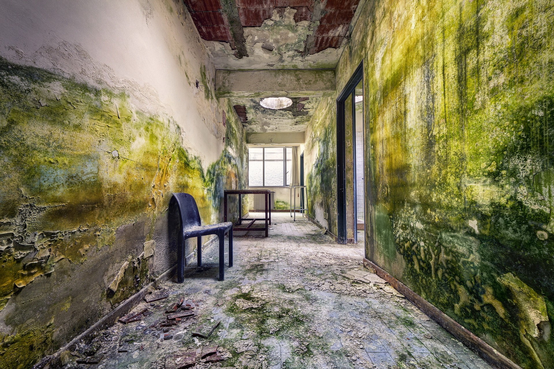 General 1920x1280 hallway building chair indoors ruins abandoned