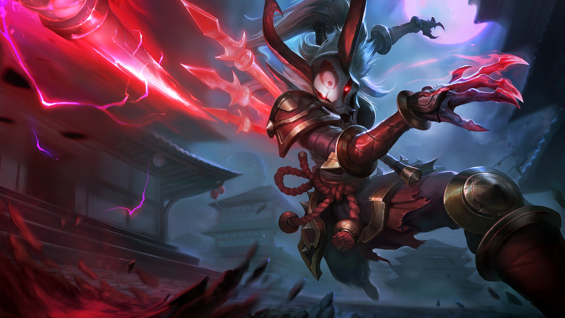 General 1920x1080 Kalista (League of Legends) PC gaming red eyes fantasy art