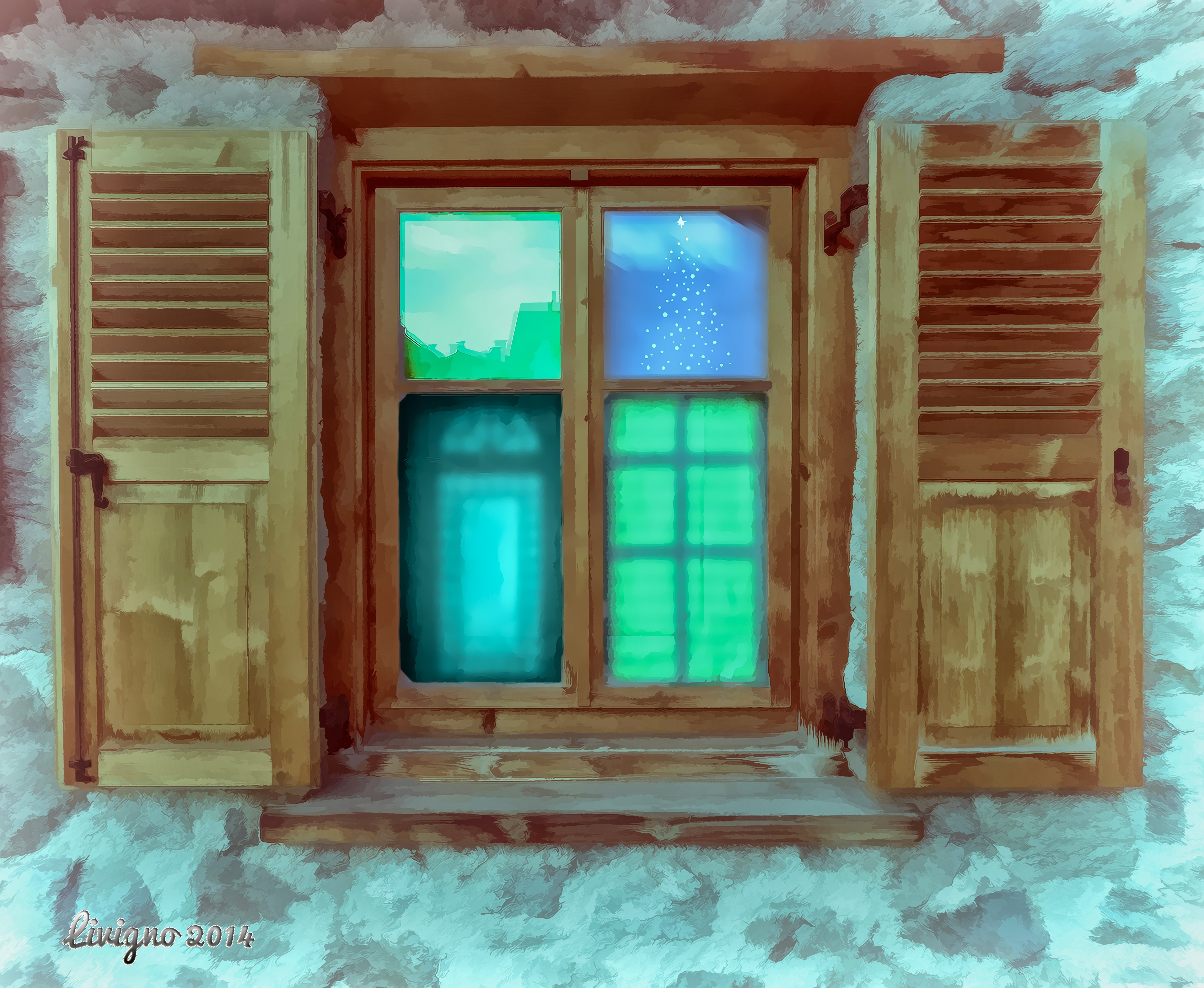 General 3836x3149 panorama Livigno window artwork 2014 (Year) turquoise