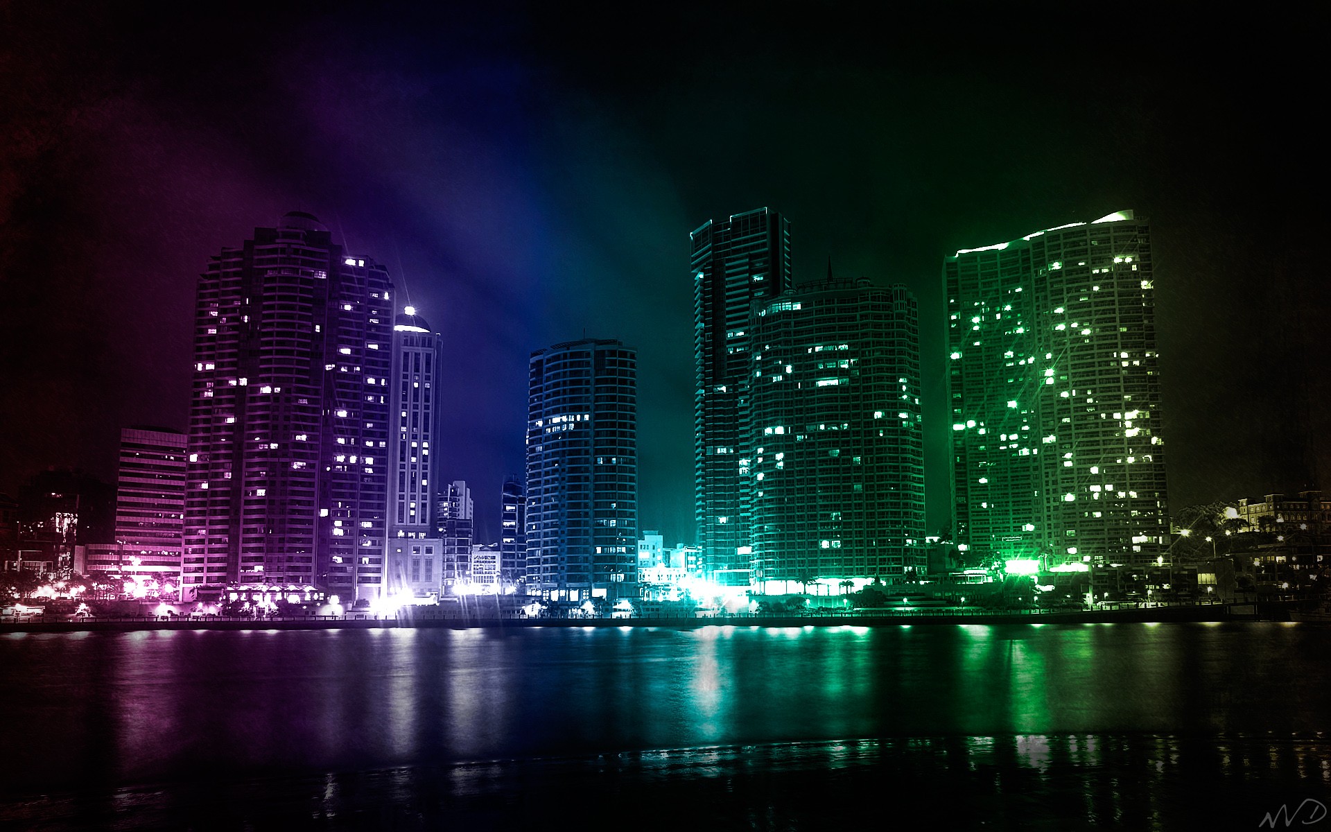 General 1920x1200 colorful city lights cityscape night low light