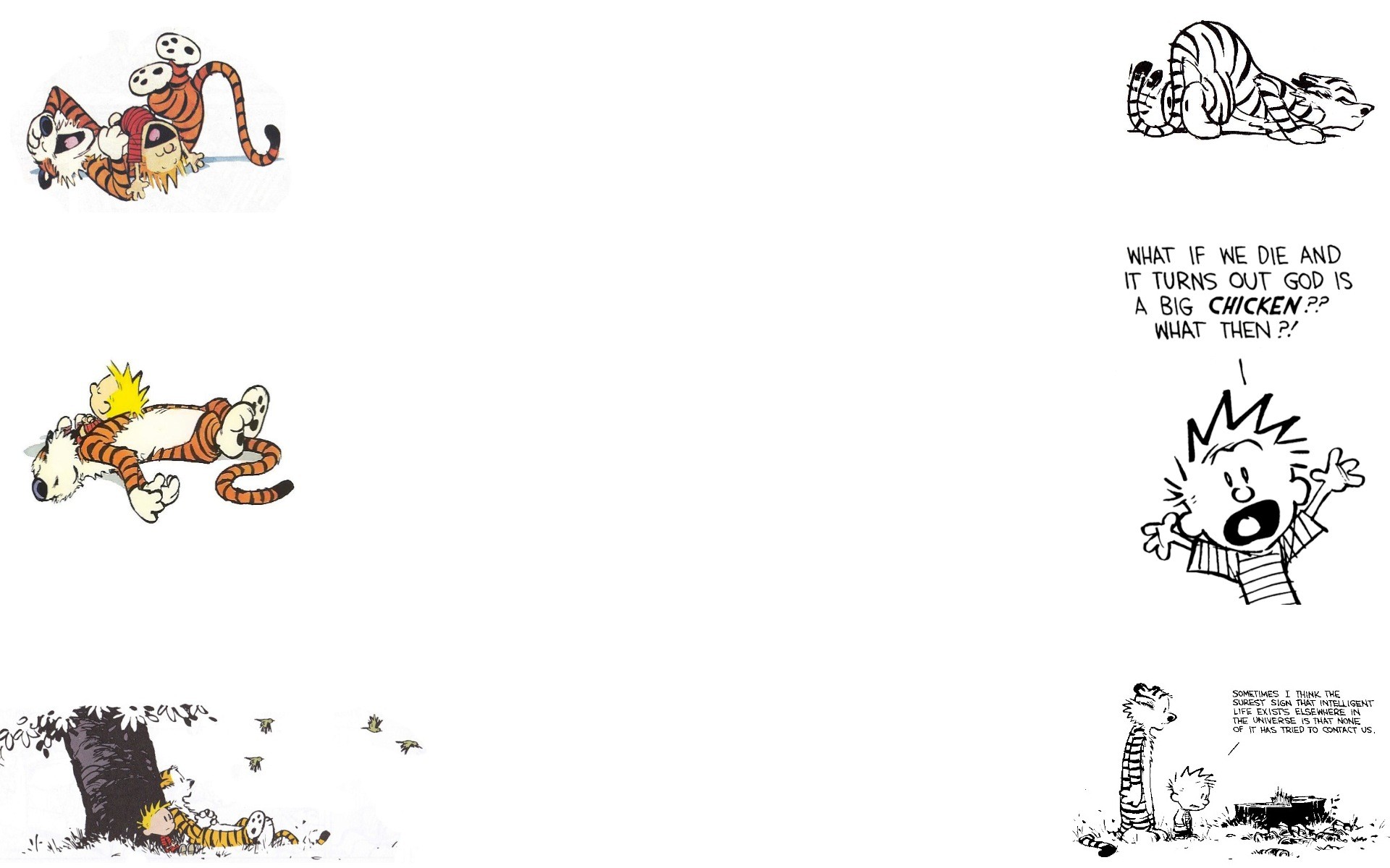 General 1920x1200 cartoon white background Calvin and Hobbes simple background