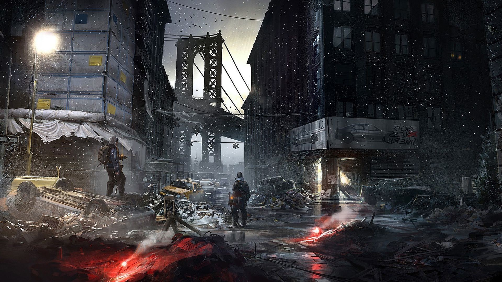 General 1920x1080 Tom Clancy's The Division apocalyptic Tom Clancy's video games concept art Manhattan New York City PC gaming video game art Manhattan Bridge