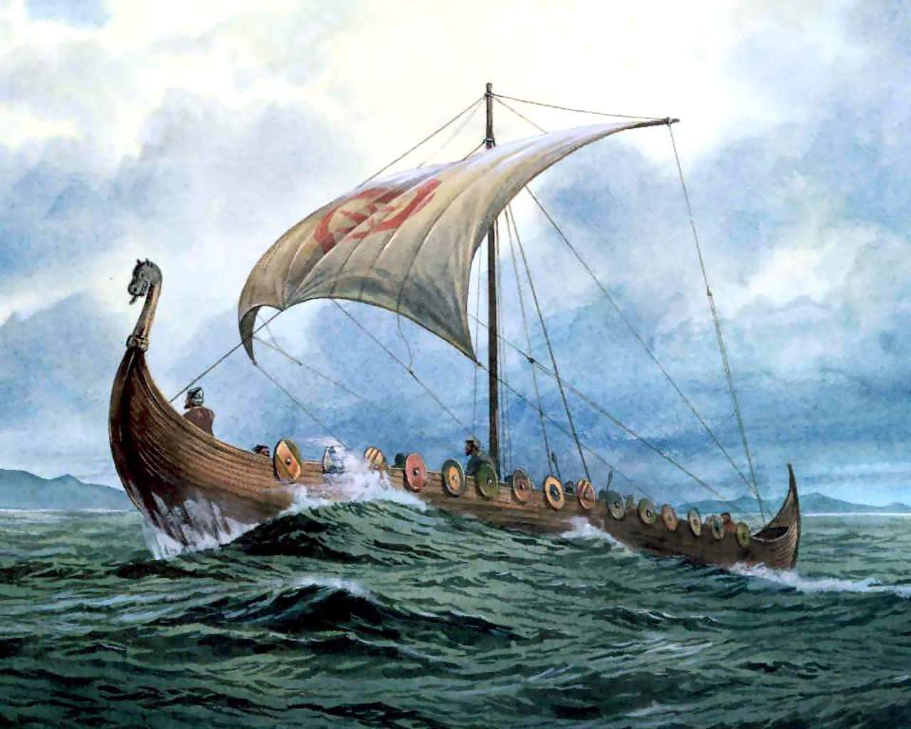 General 1280x1024 sailing ship artwork Vikings