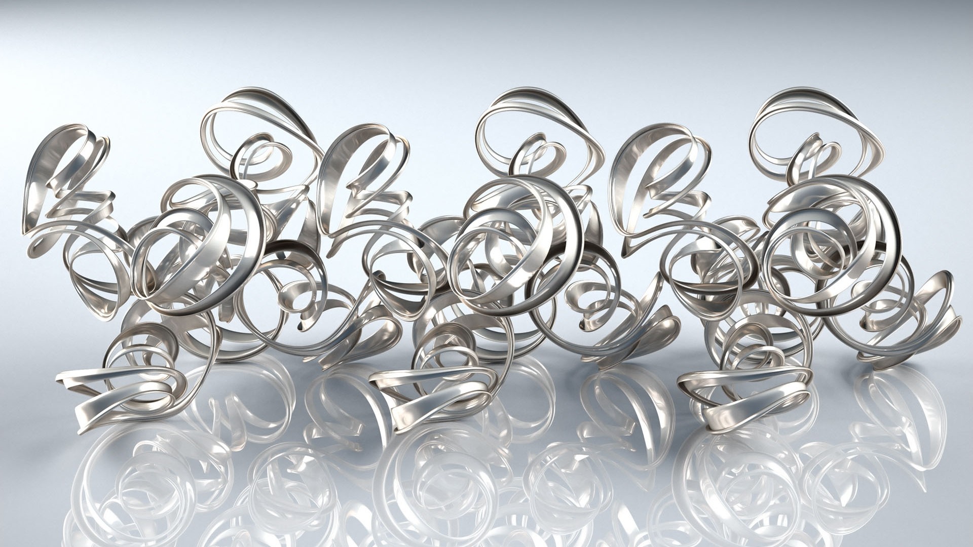 General 1920x1080 abstract photoshopped CGI digital art shapes swirls gradient reflection silver white
