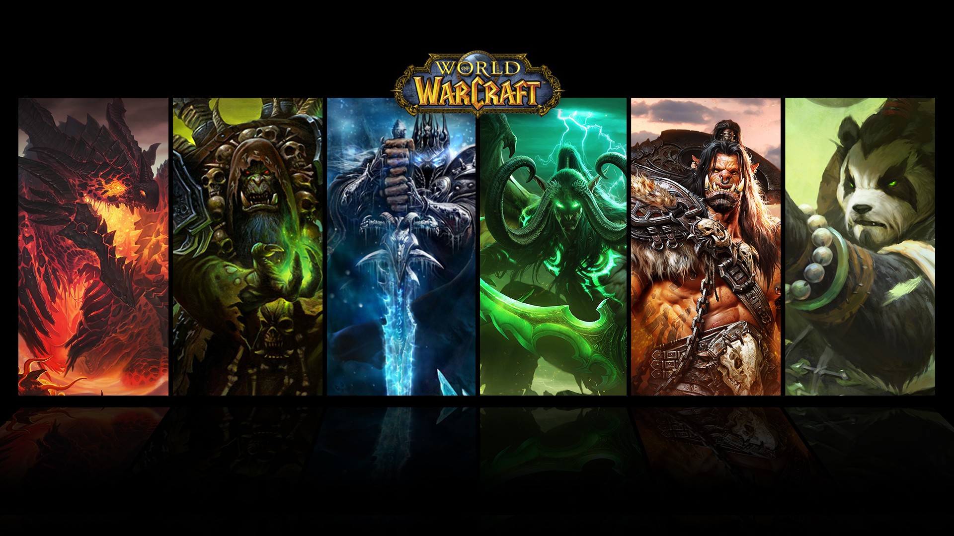 General 1920x1080 World of Warcraft Deathwing Arthas Menethil Gul'dan Illidan Stormrage Grom Hellscream Warcraft collage video games PC gaming video game art