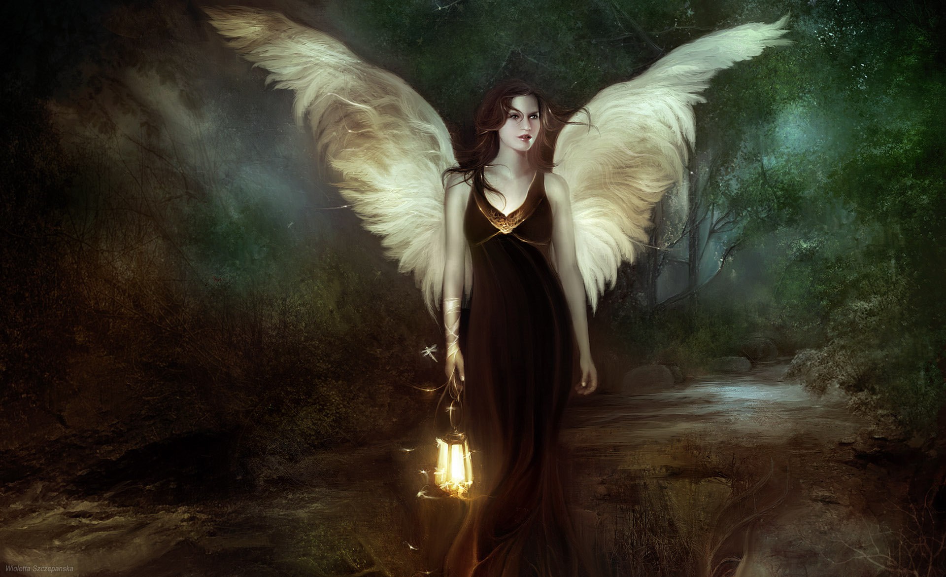 General 1920x1170 fantasy art artwork angel fantasy girl wings dress standing black dress black clothing