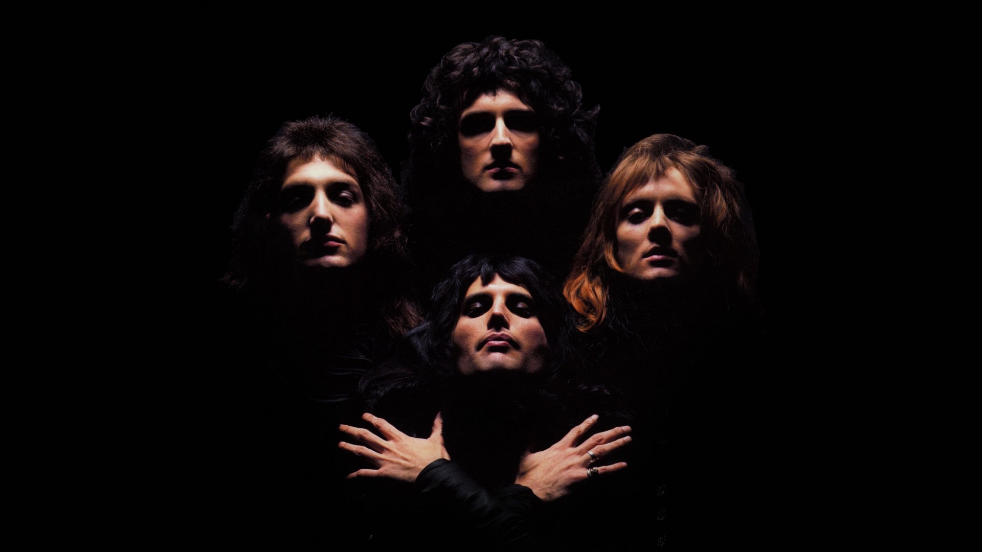 People 1920x1080 Queen  music musician Freddie Mercury band black background album covers Brian May John Deacon Bohemian Rhapsody men