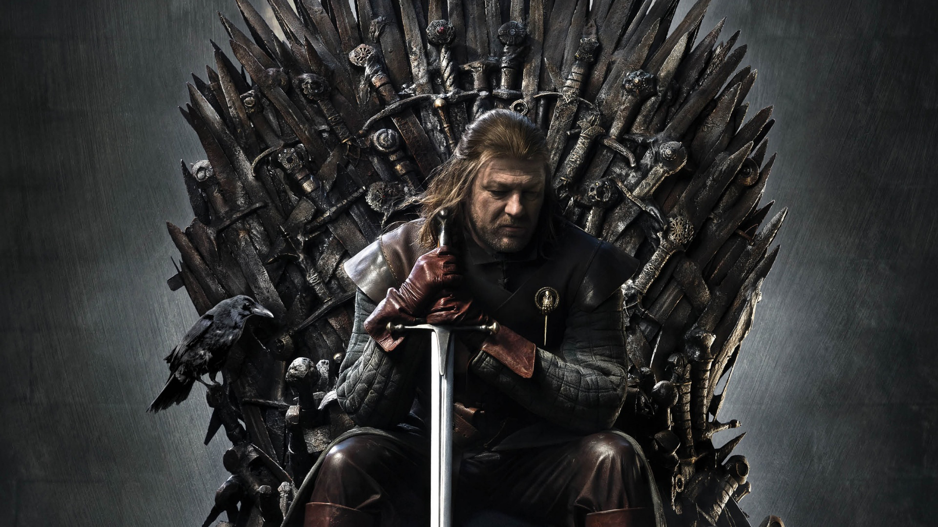 People 1920x1080 Game of Thrones Ned Stark Iron Throne Sean Bean men fantasy art raven sword actor celebrity TV series sitting