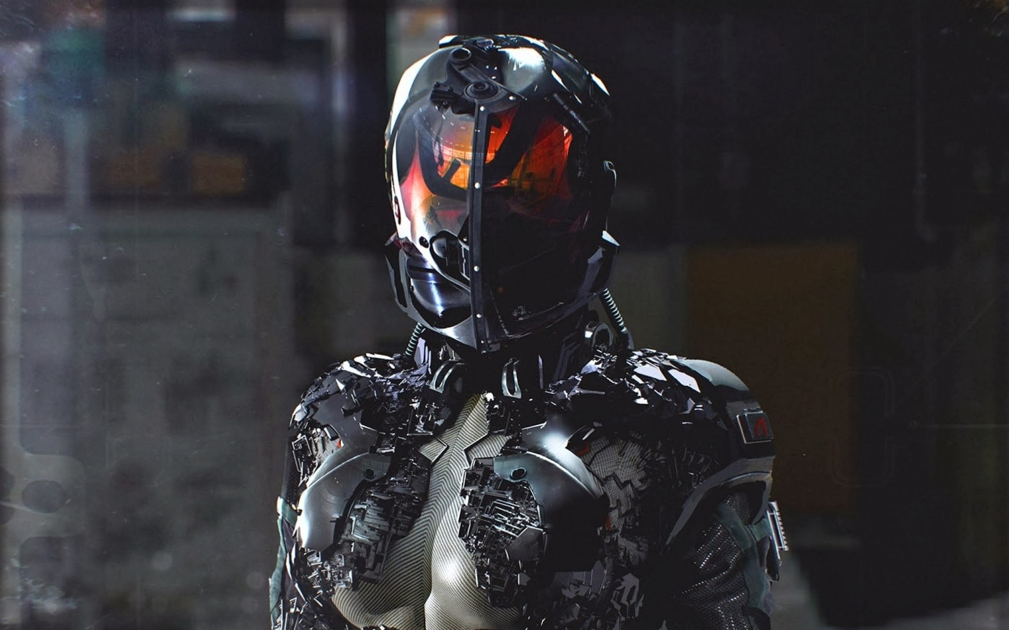General 2048x1280 cyberpunk science fiction robot futuristic digital art