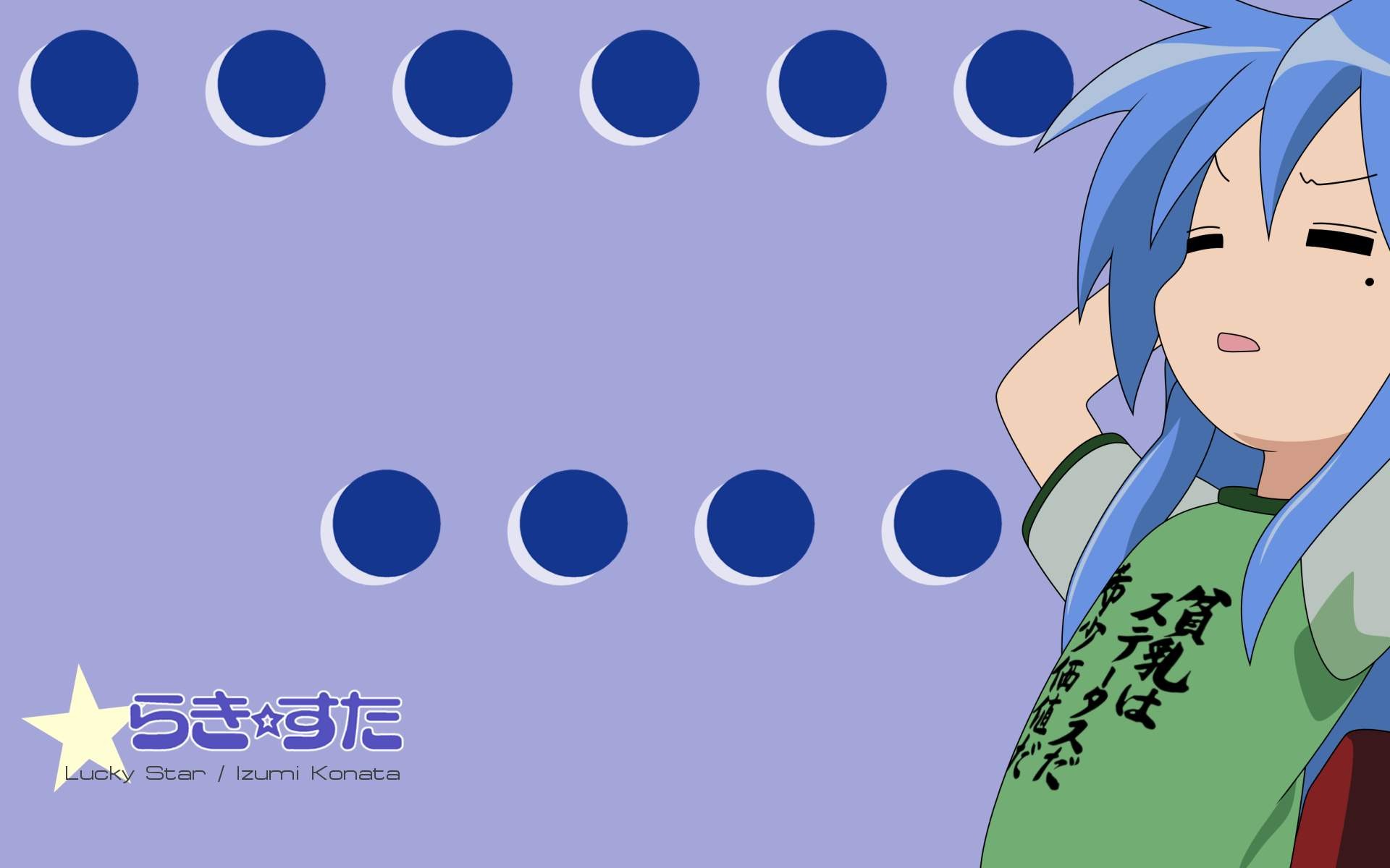Anime 1920x1200 anime girls Lucky Star Izumi Konata blue hair anime purple background simple background closed eyes