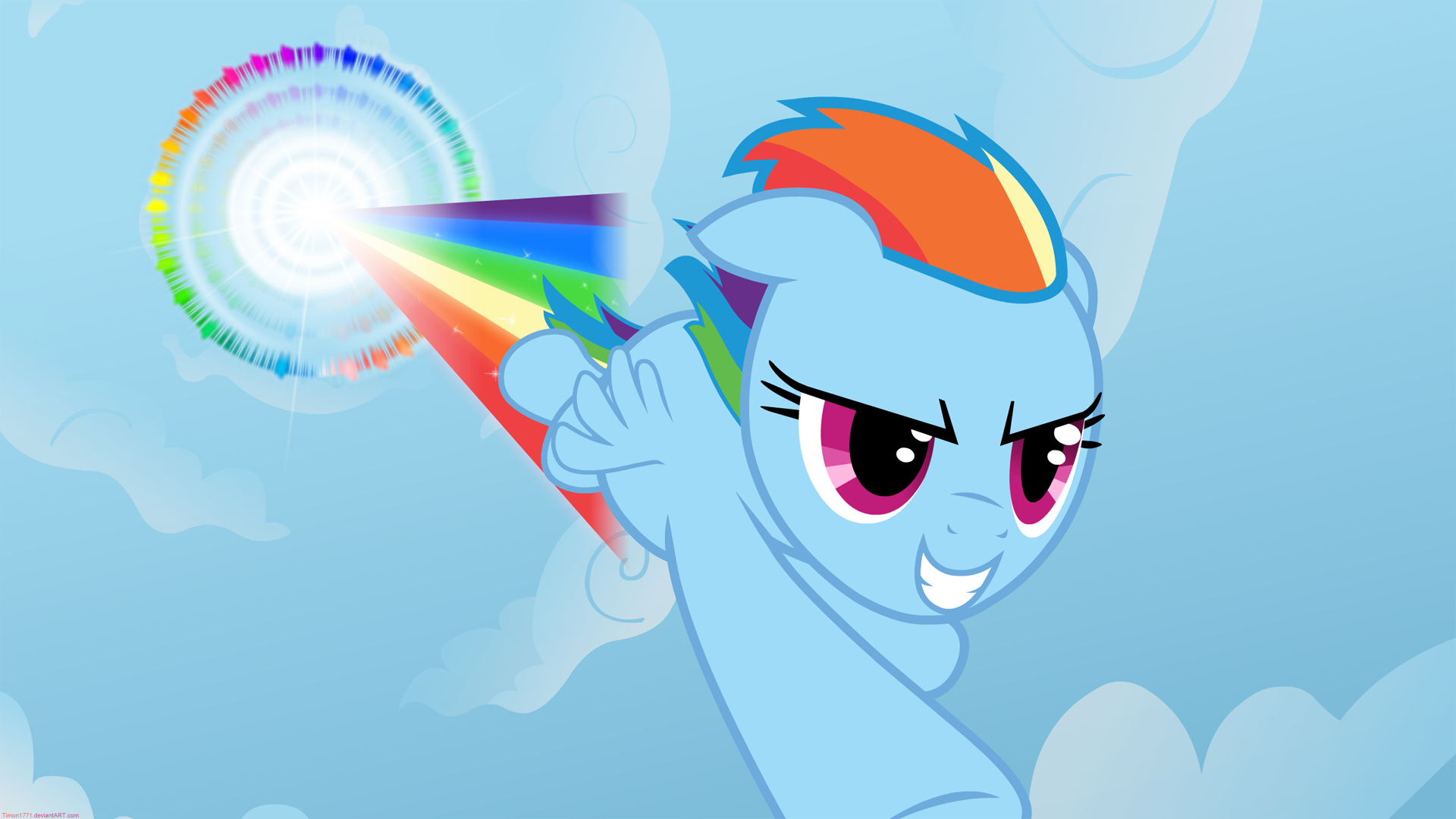 General 1920x1080 My Little Pony Rainbow Dash cartoon clouds explosion sparkles Pegasus