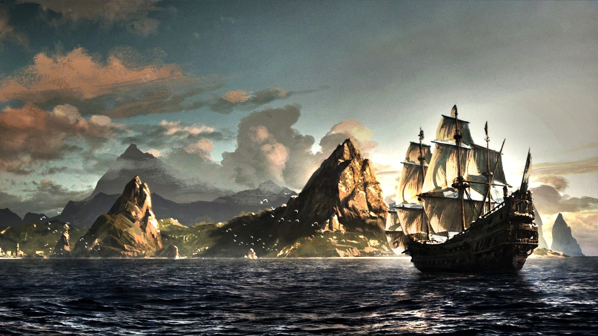 General 1920x1080 Assassin's Creed: Black Flag video games digital art ship vehicle sailing ship Ubisoft PC gaming video game art rigging (ship)