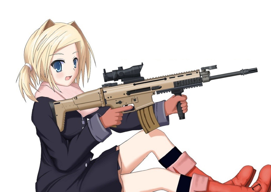 Anime 1080x768 anime girls gun weapon anime simple background