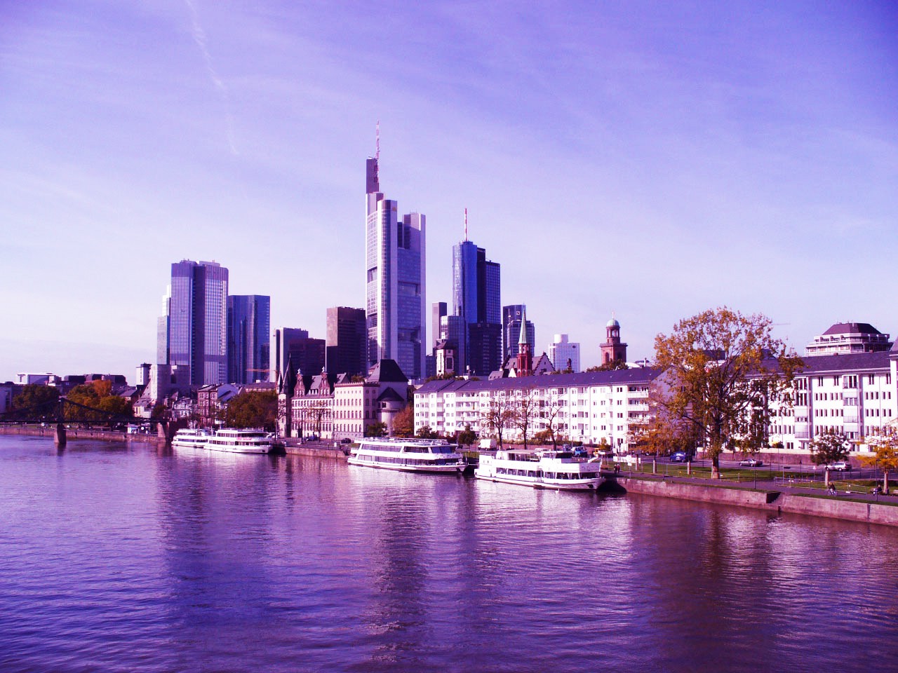 People 1280x960 water building boat Germany river cityscape Frankfurt city