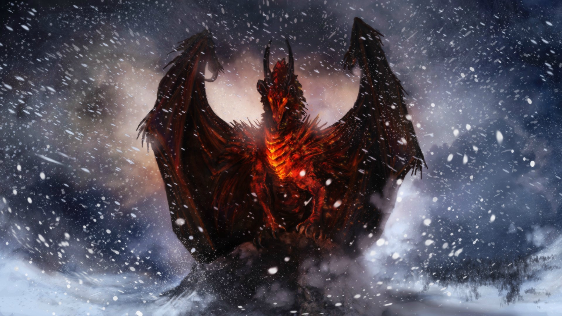 General 1920x1080 dragon fantasy art snow creature