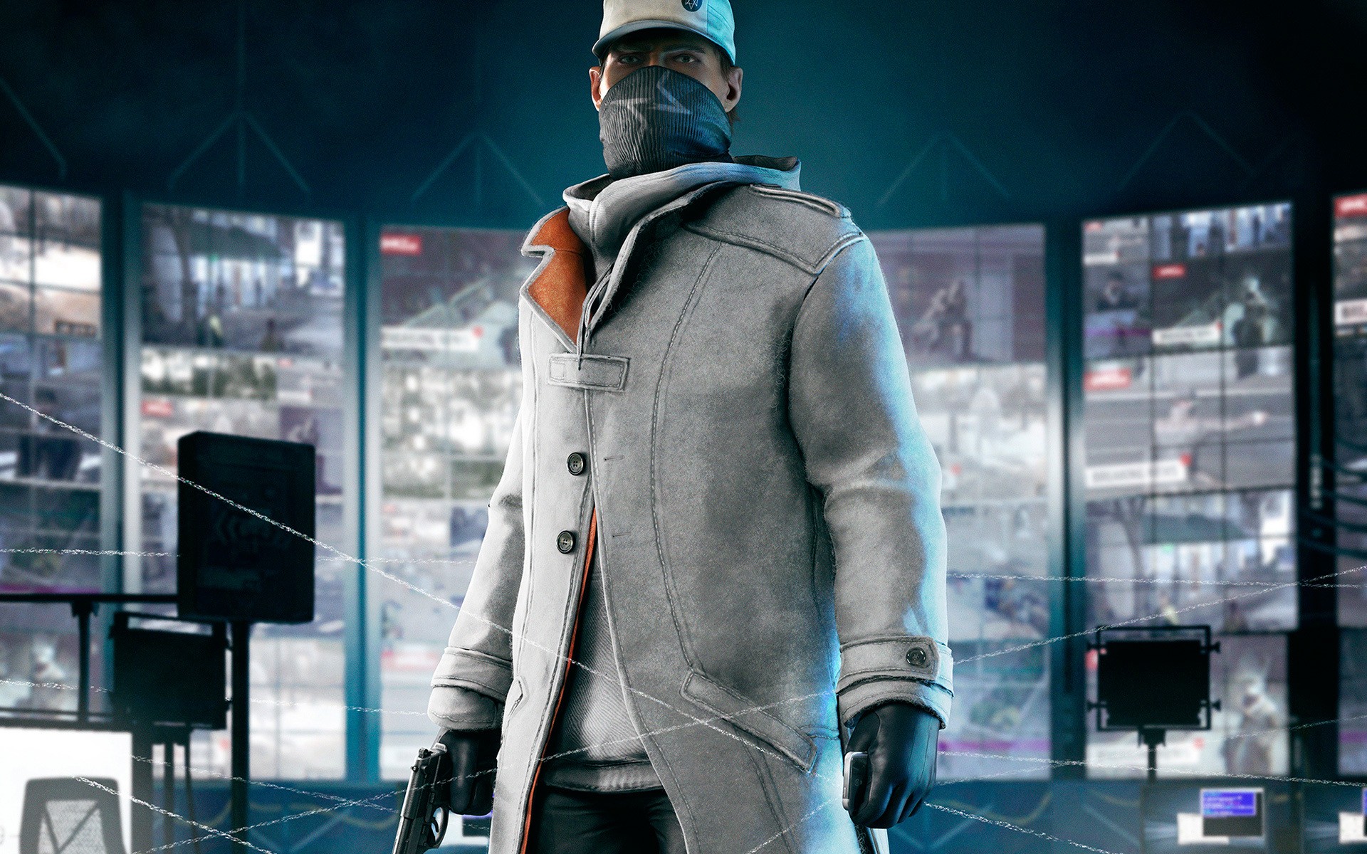 General 1920x1200 Watch_Dogs video games Aiden Pearce cyan video game characters Ubisoft