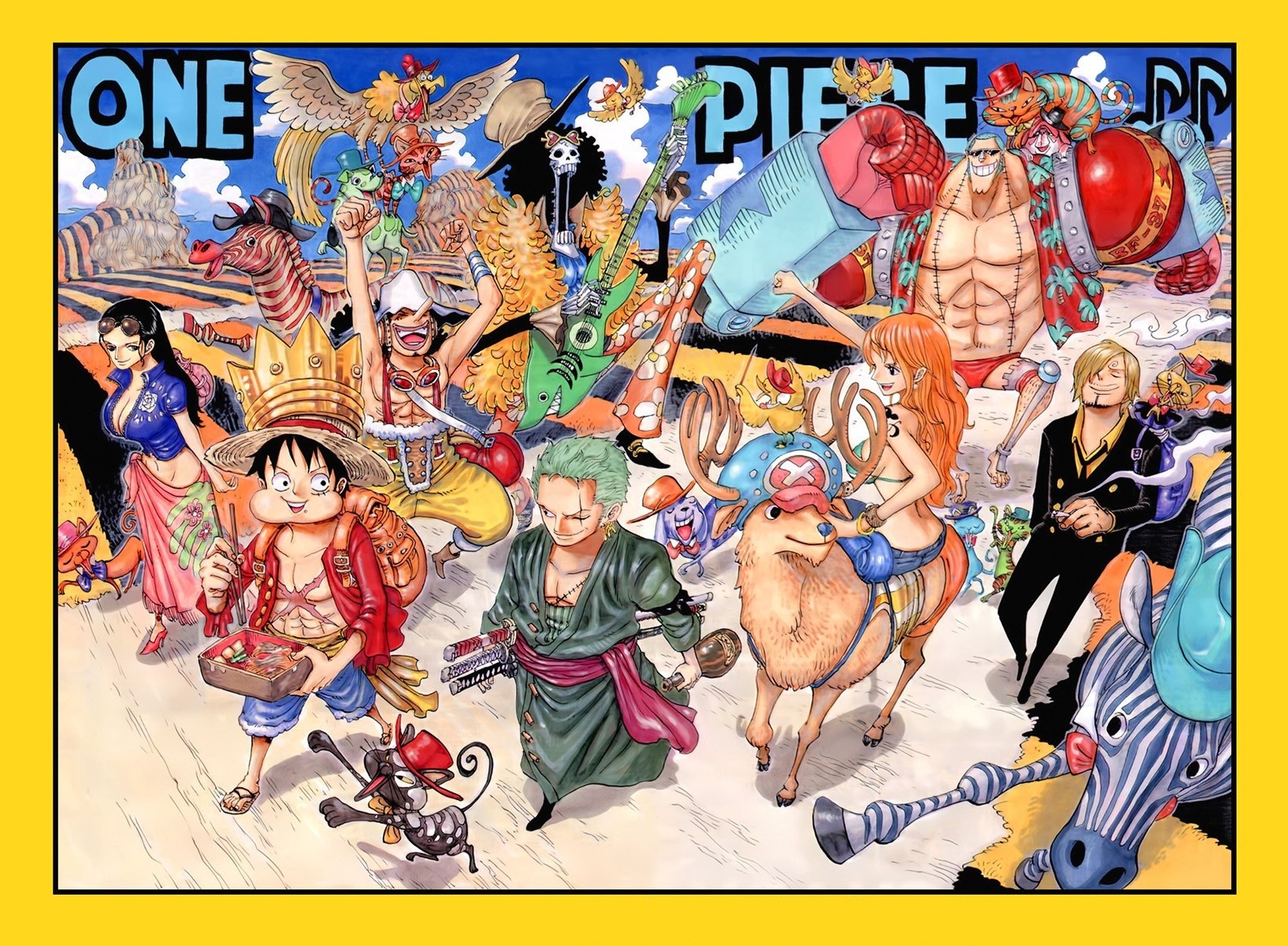 Anime 1635x1200 One Piece Nico Robin Monkey D. Luffy Usopp Roronoa Zoro Brook Tony Tony Chopper Nami Sanji anime