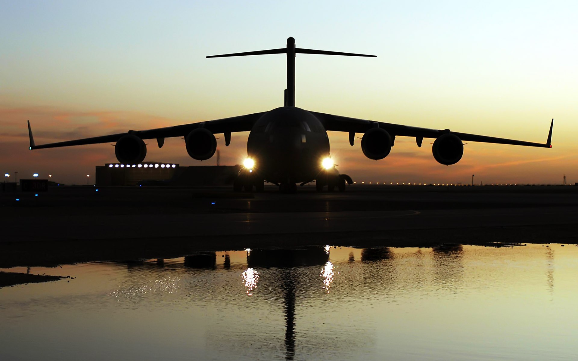 General 1920x1200 airplane Boeing C-17 Globemaster III military aircraft dusk cargo sunset aircraft runway transport frontal view vehicle military vehicle military American aircraft