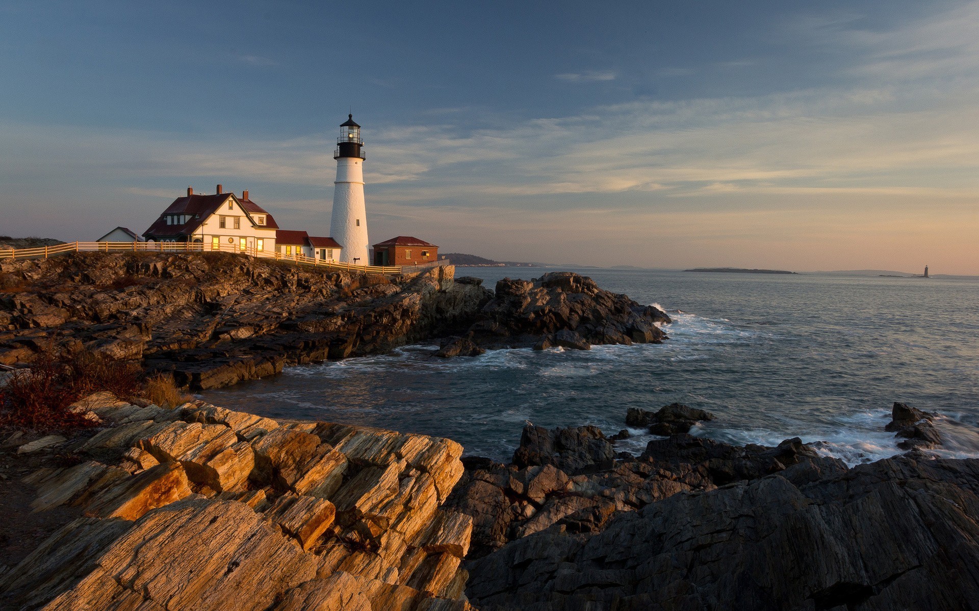 General 1920x1200 landscape nature sea lighthouse coast Portland Portland Head Light Maine USA