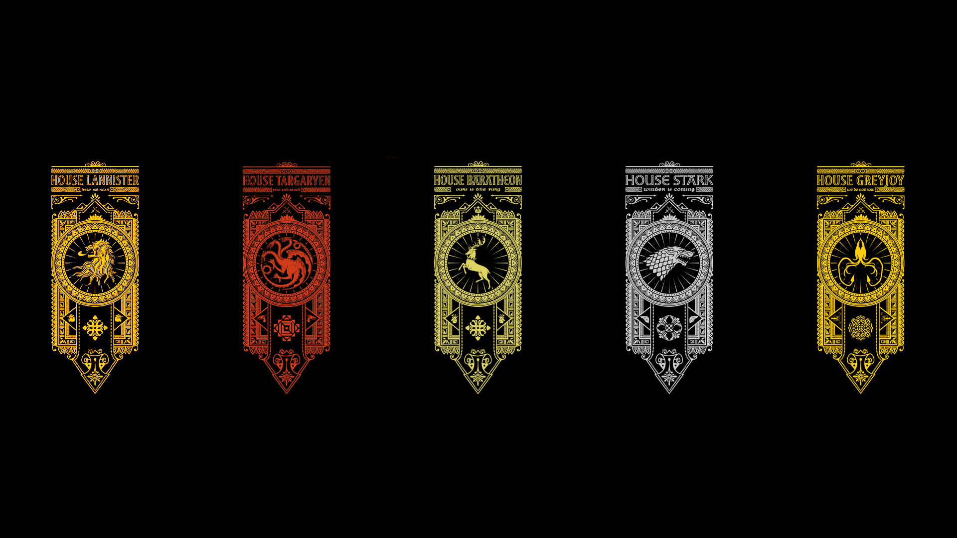 General 1920x1080 Game of Thrones sigils TV series black background banner