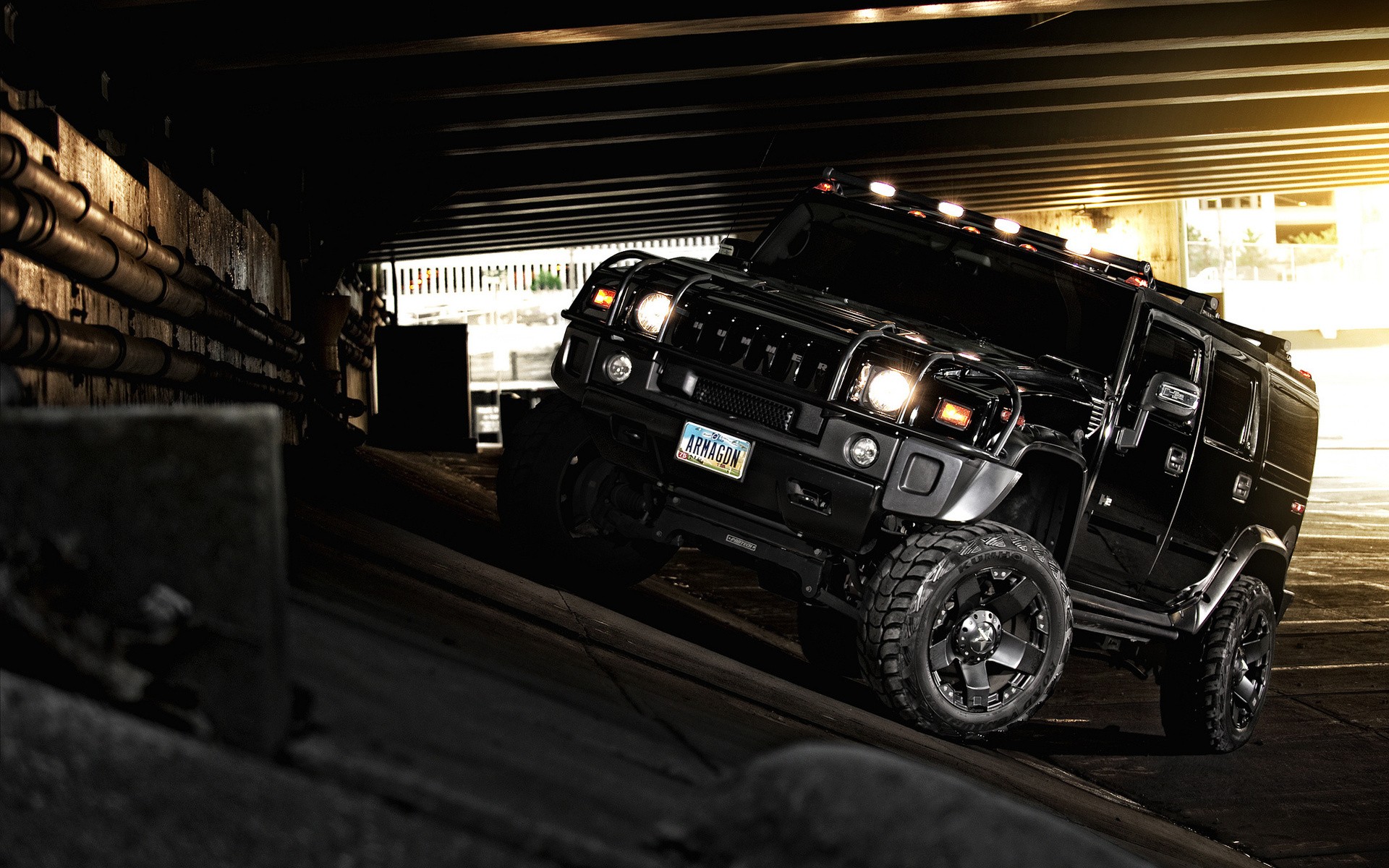 General 1920x1200 vehicle car Hummer black cars tunnel Hummer H2 American cars offroad