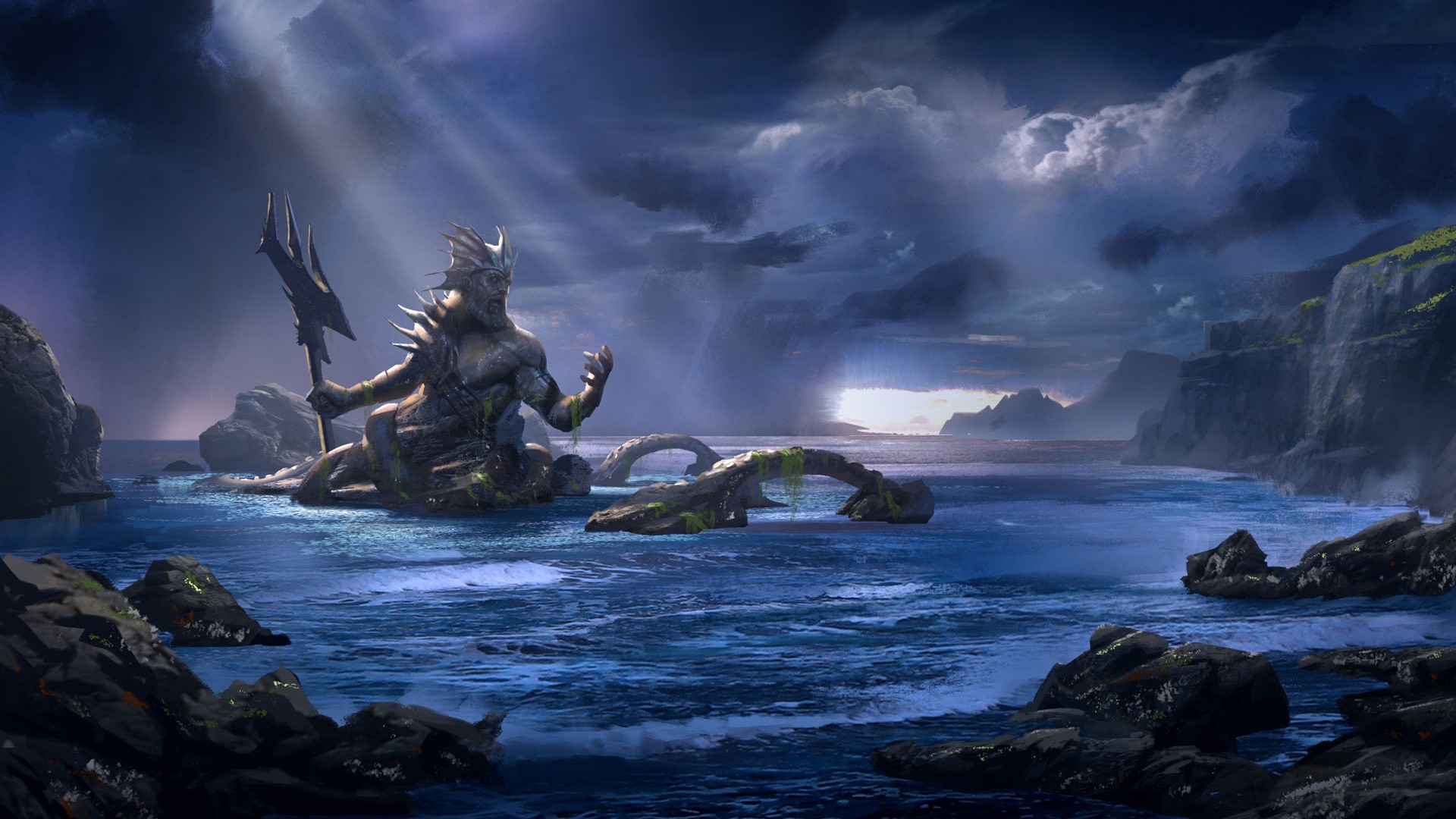 General 1920x1080 video games Poseidon sea God of War God of War: ascension PC gaming
