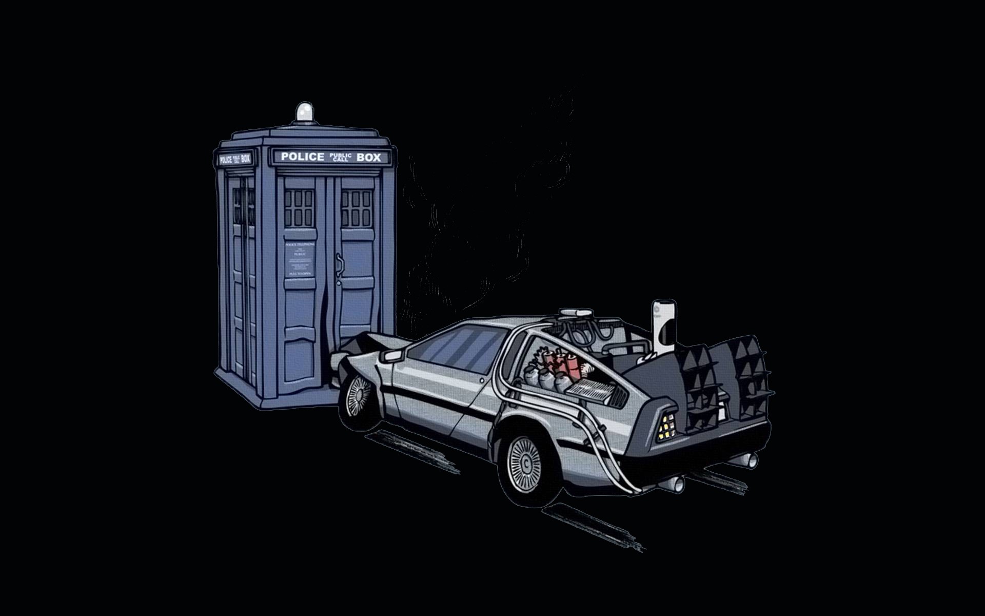 General 1920x1200 crossover Back to the Future Doctor Who humor Time Machine time travel movies science fiction artwork car vehicle silver cars TV series DeLorean