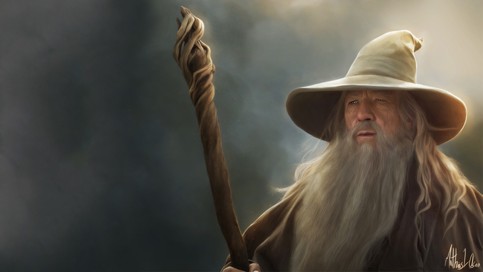 General 1920x1080 Gandalf The Lord of the Rings wizard movies staff fantasy men beard fantasy art