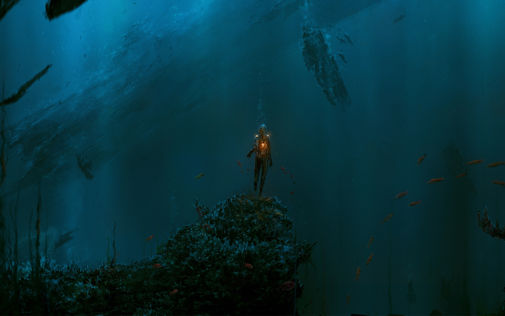General 1772x1108 sea divers underwater fish artwork fantasy art
