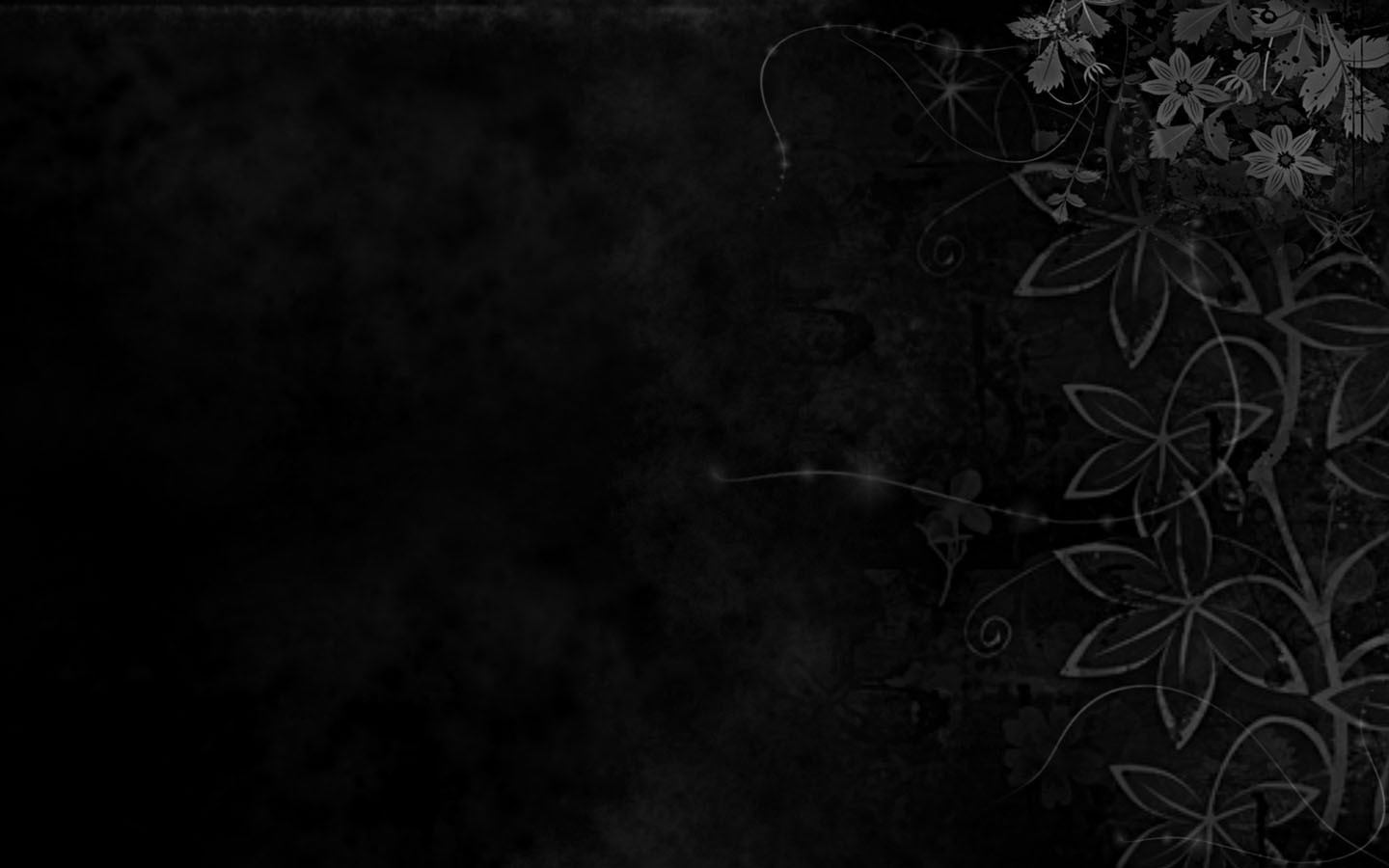 General 1440x900 black flowers leaves monochrome dark abstract pattern