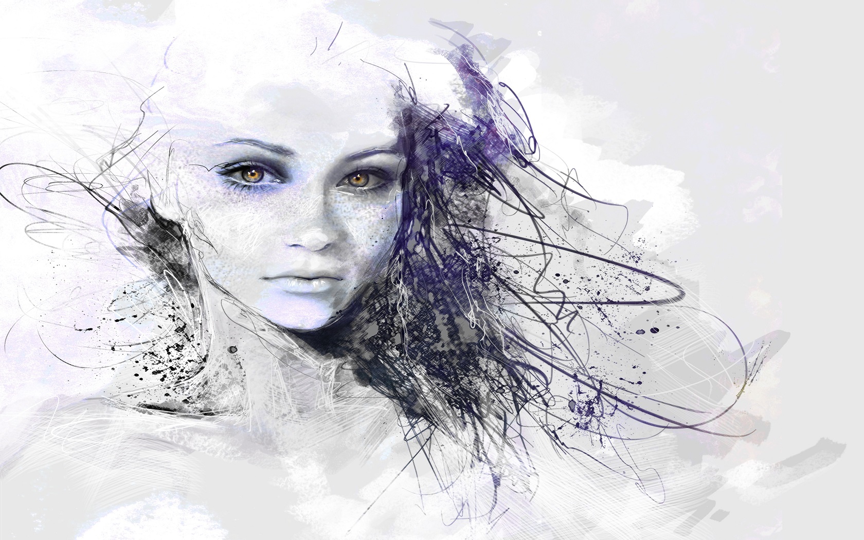 General 1680x1050 ink digital art women abstract fantasy art face fantasy girl portrait
