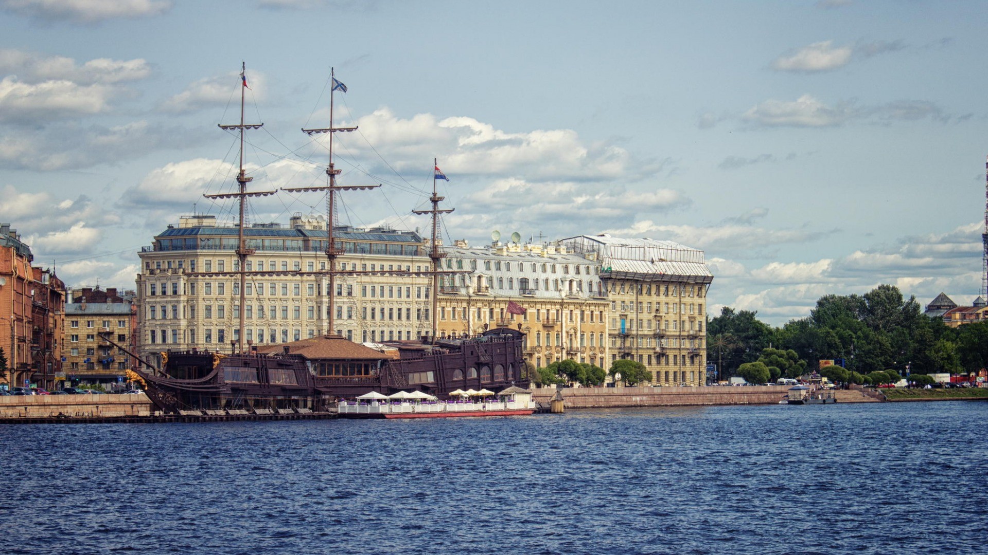 General 1920x1080 sailing ship ship St. Petersburg river city vehicle water Russia