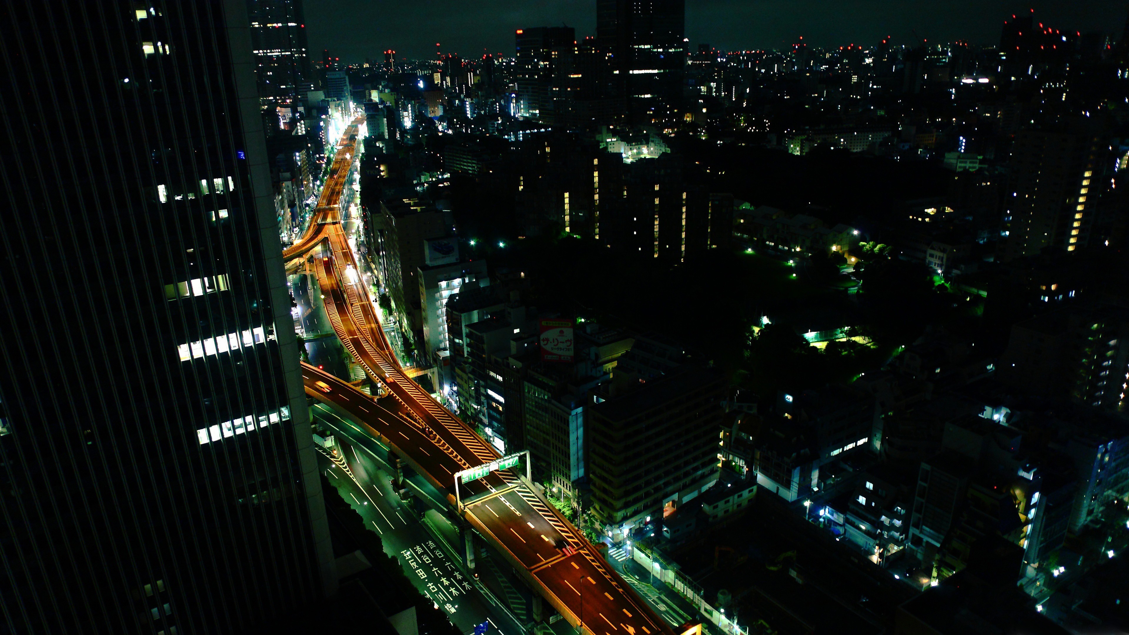 General 3840x2160 highway Tokyo cityscape night city lights Asia low light