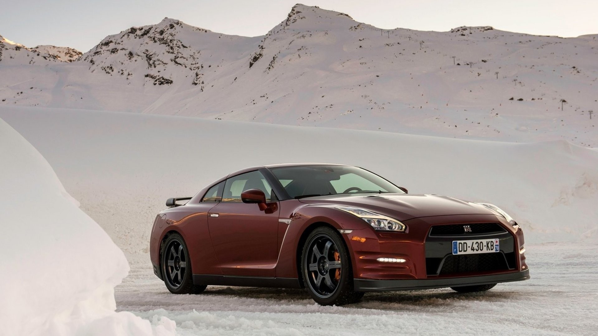 General 1920x1080 Nissan Nissan GT-R winter car vehicle mountains numbers red cars
