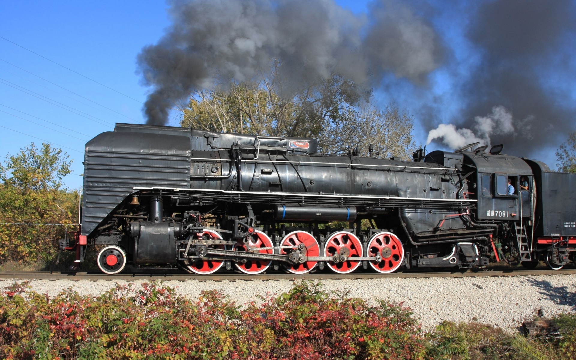 General 1920x1200 steam locomotive locomotive train outdoors railway vehicle smoke numbers