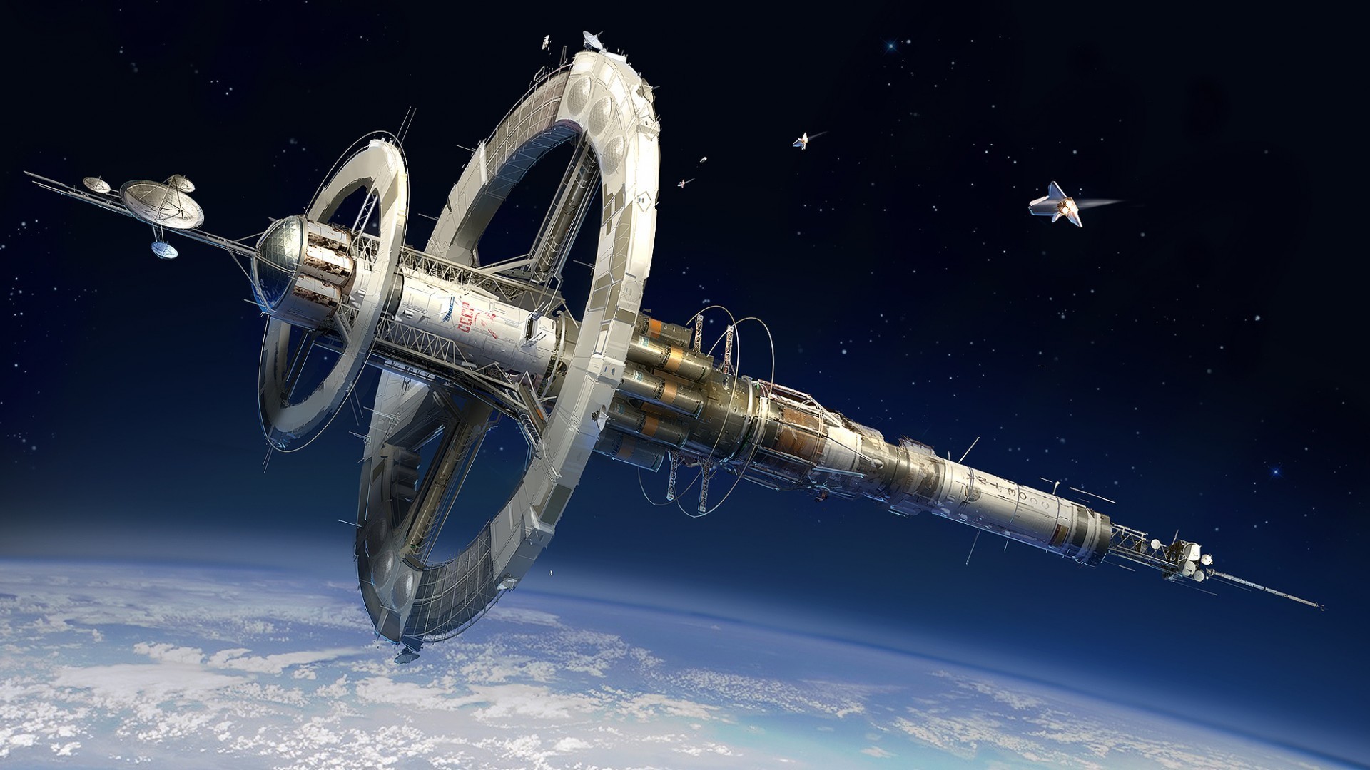 General 1920x1080 futuristic artwork USSR science fiction space planet space station digital art CGI Earth space art
