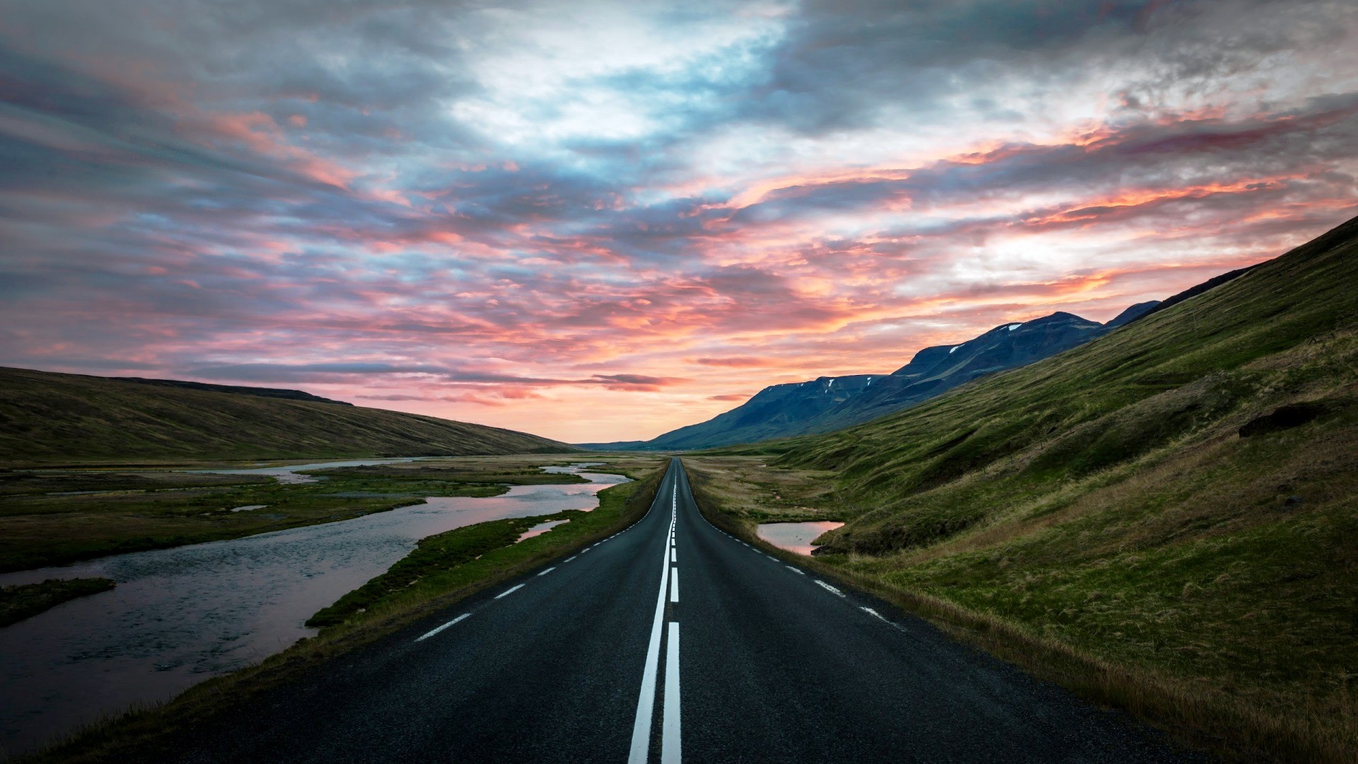 General 1920x1080 nature landscape Iceland road sunset hills nordic landscapes asphalt Trey Ratcliff