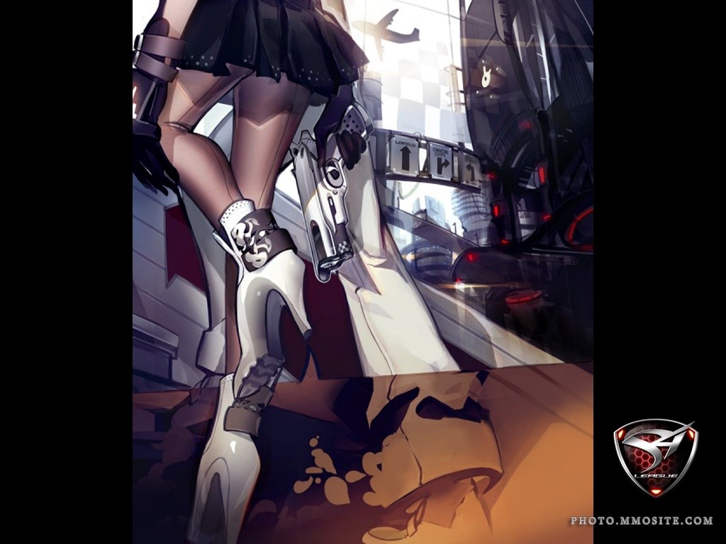 Anime 1024x768 video games S4 League anime anime girls heels white heels legs pantyhose gun weapon girls with guns