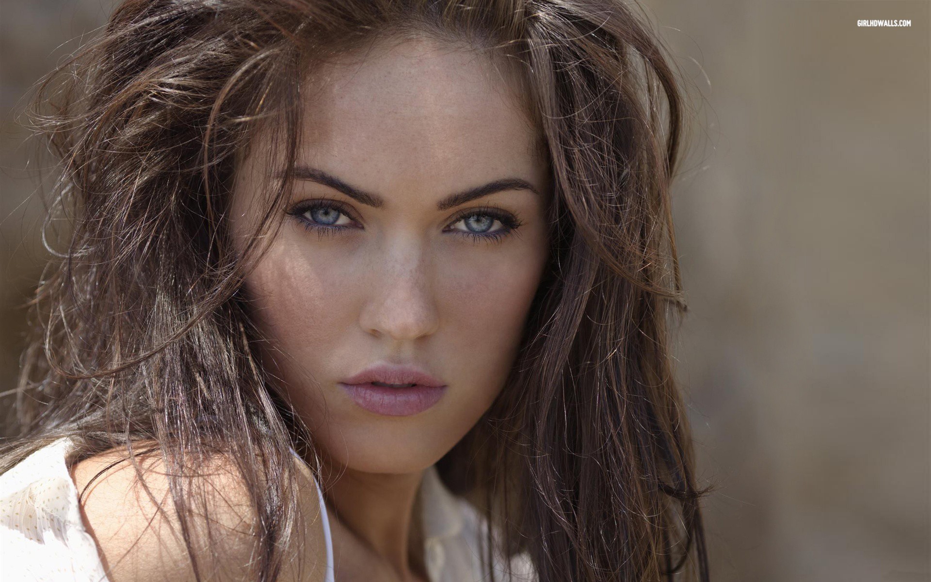 People 1920x1200 Megan Fox blue eyes actress celebrity makeup portrait face looking at viewer brunette women