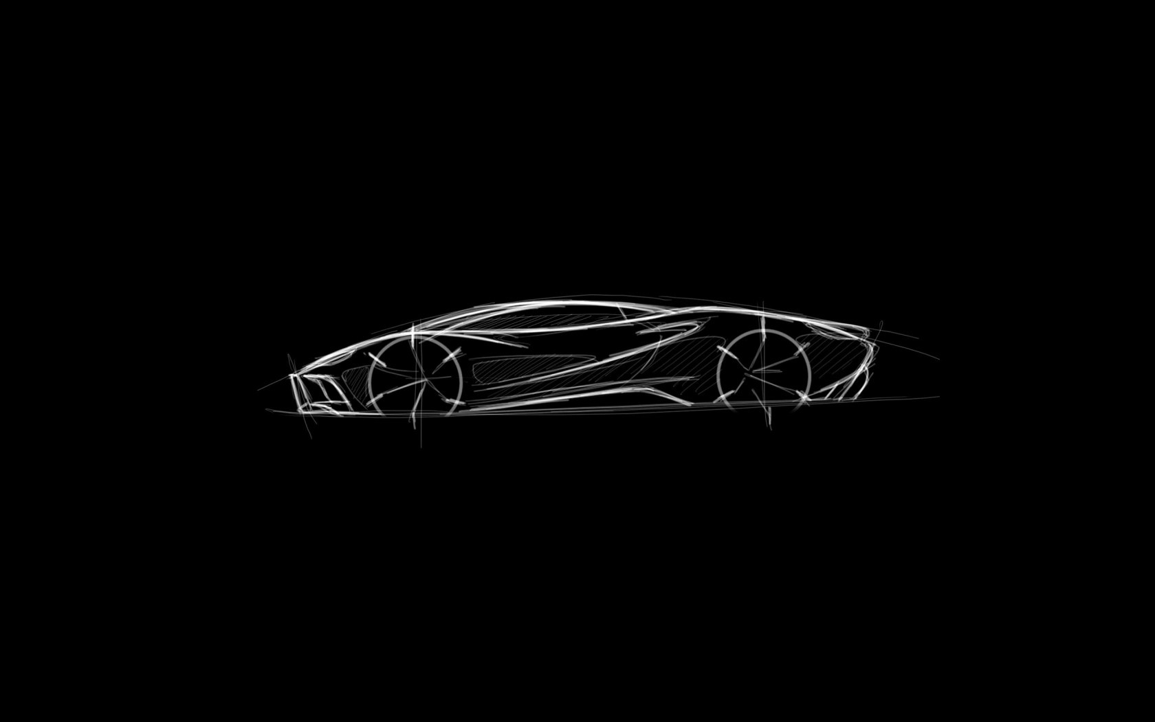 General 1680x1050 digital art minimalism black background sports car car drawing sketches modern white monochrome vehicle simple background