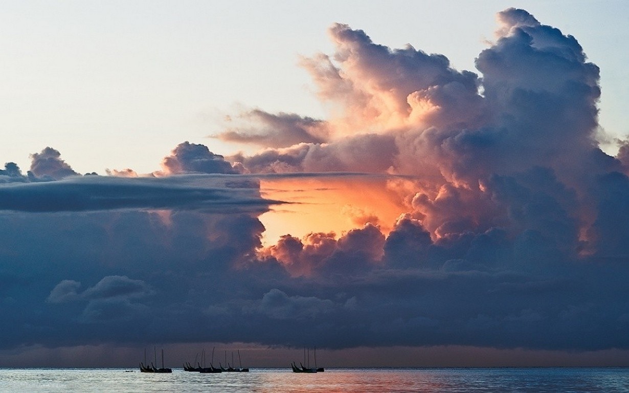 General 1230x768 nature boat clouds sunset sea tropical water sky sunlight
